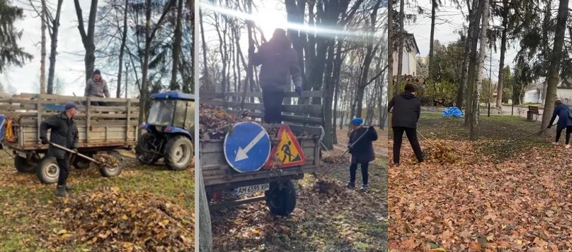 Чуднівський парк прибрали від листя: триває осіння толока